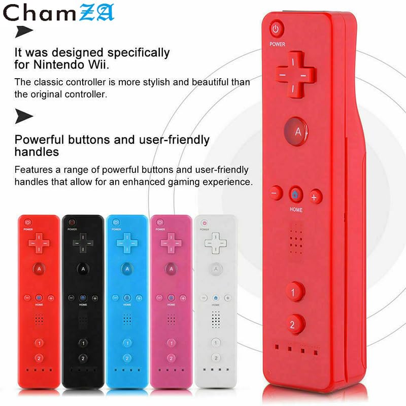 Wireless Motion Remote Controller Gamepad for Wii/ Wii U, w/ Silicone Case & Hand strap (Pink) Pink