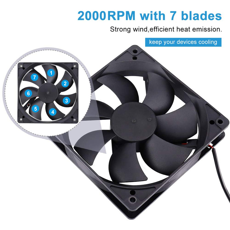2 Packs Wathai 120mm x 25mm 120mm 5V USB Fan for Receiver AV cabint Game Console PC Laptop TV Box Projector Router Cooling