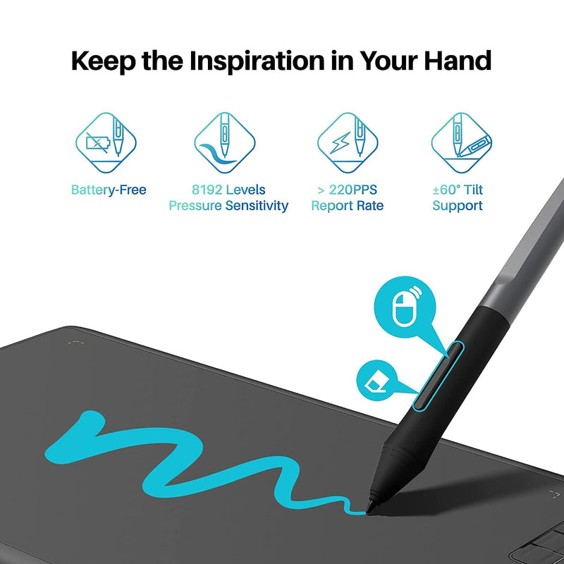 HUION Inspiroy H610X Drawing Tablet 10x6.25 Inch and Artist Glove
