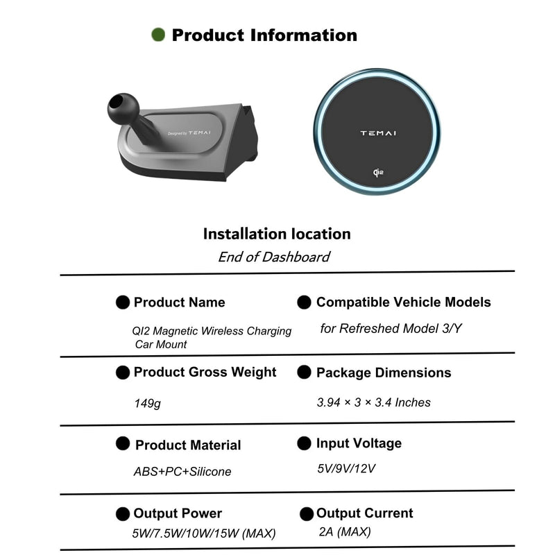 Persevere for Tesla Phone Mount Model 3 Highland 2024-2025 & Model Y Juniper 2025, 15W Qi2 Wireless Charger Strong Magnetic Holder, Fixed Driver Left Air Vent for 4-6.9" Smartphones, Anti-Slip Model Y Juniper 25 / Model 3 Highland 24-25