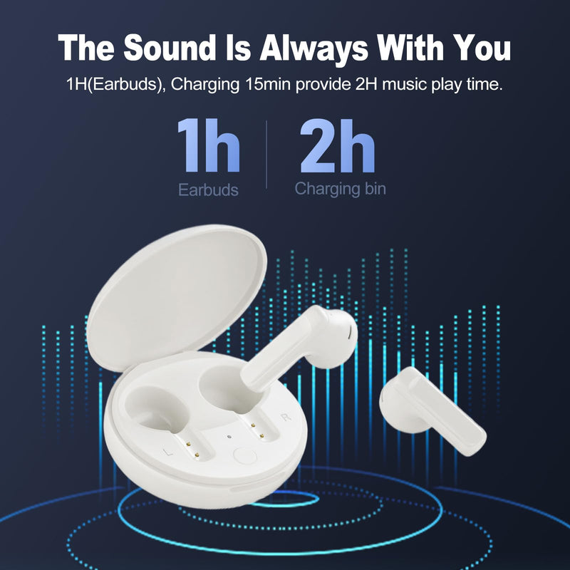 Wireless Earbuds Bluetooth Headphones Sport, 2024 Bluetooth 5.3 Earbuds Stereo Over Ear Buds,ANC/ENC Noise Cancelling Mic, IP54 Waterproof Headset for Workout/Running White for Android iOS