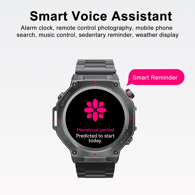 Military Smart Watch for Men Women,1.5" HD Touchscreen Rugged Fitness Tracker Smartwatch, Bluetooth Dual-mode GPS,3ATM Waterproof,170+ Sport Modes with Heart Rate/Sleep Monitor Watch for Android/ios