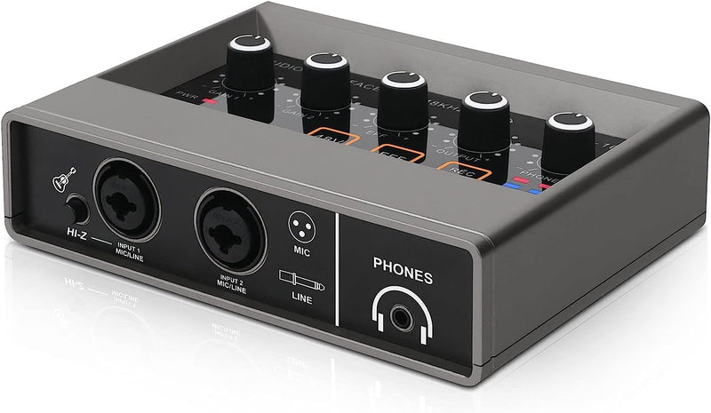 STERNBACH Professional 2 Channel Audio Interface USB-C Recording Sound Card Built-in Monitor Jack, 48V Phantom Power For Studio Recording, Live Sessions & Podcasts