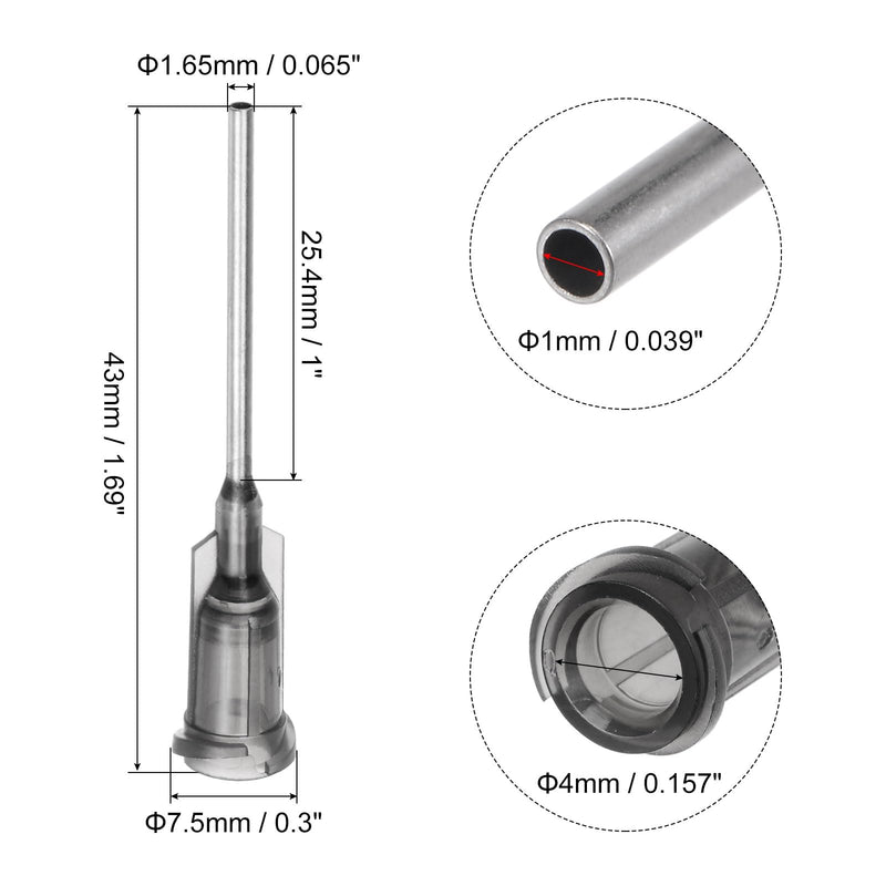 QUARKZMAN Industrial Blunt Tip Cannula 16G 1 Inch Length with Luer Lock Screw Connection, Dispensing Cannula for Liquid Glue Gun, 40 Pieces (Grey)