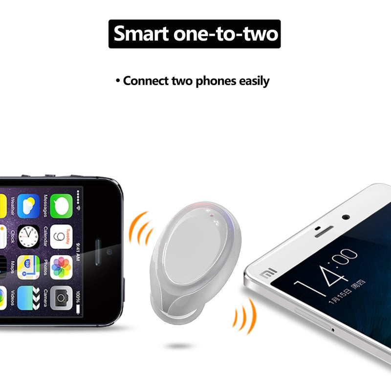 Single earbud 6 hours play time, single earbud bluetooth， Hands-free car sports headphones with microphone, mobile phone bluetooth headphones for iOS Android smartphones, PC TV, audiobooks. (white) White