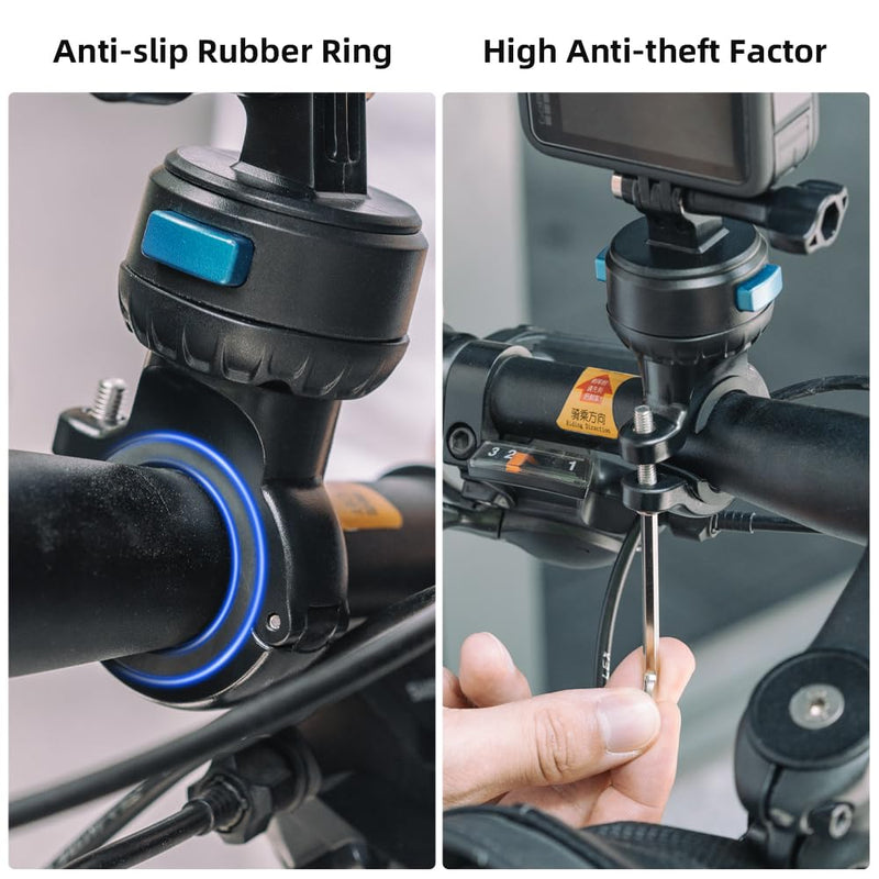 [AUSTRALIA] - SUREWO Magnetic Quick Release Handlebar Bike Pole Mount, Motorcycle Handlebar Clamp Mount with Shock-Absorbing Base Compatible with Go Pro Hero 13/12/11/10/9/8/7 Black,DJI Osmo Action 5 pro/4/3 Plastic 