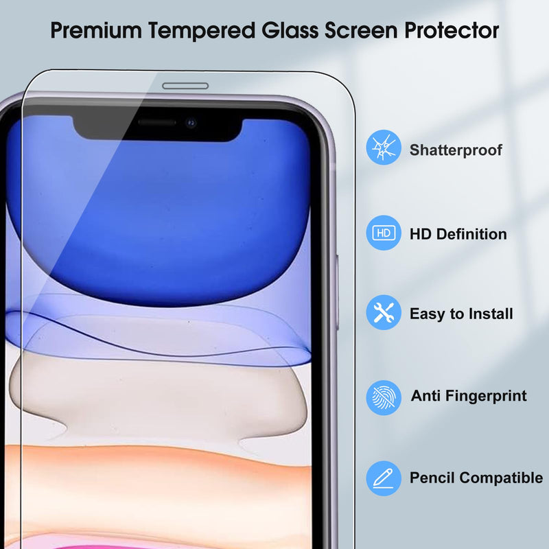 3 Pack Screen Protector for iPhone 11/XR 6.1 Inch, 9H Hardness Shock Resistant Tempered Glass HD Ultra Clear iPhone 11/XR-6.1 Inch