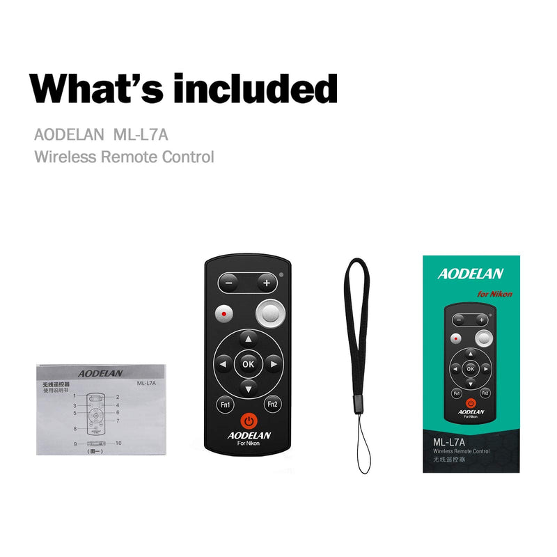 Wireless Remote Control Camera Shutter Release ML-L7A for Nikon COOLPIX B600,A1000,P1000,Z50, Z30,Z7 II,Z fc,Replace Nikon ML-L7