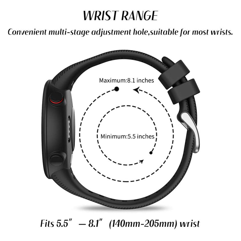 Watbro Compatible with Garmin Forerunner 45S band, Soft Silicone Sport Replacement Watch Band, Fitness Strap Bracelet Wristband for Garmin Forerunner 45S Smartwatch Black