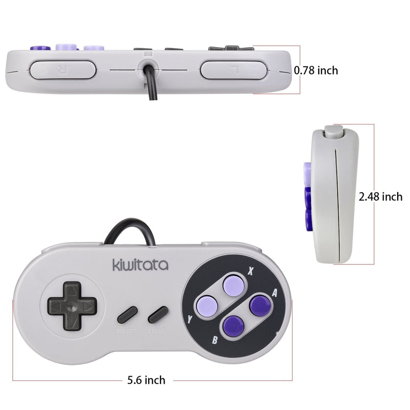 2X Classic SNES USB Controller for Retro Gamings, kiwitatá Super NES USB Wired Game Controller Joystick for Windows PC Mac Raspberry Pi