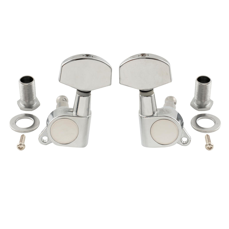 Musiclily Pro 3R3L Sealed Guitar Tuners Tuning Machines Set for Les Paul Style Electric Guitar or Fender Acoustic Guitar, Big Button Chrome