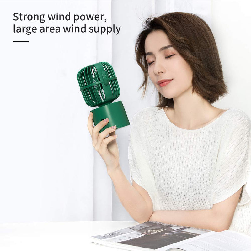 BEISHIDA Personal Fan Small Desktop USB Desk Fan, Cactus Mini Handheld Table 80 Degree Auto Rotation Portable Fans, 3 Speeds Strong Wind, Quiet Operation Fan for Room Home Office Outdoor Travel Green