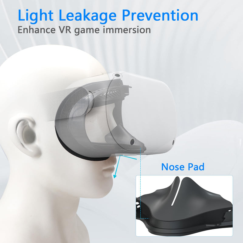 VR Facial Interface & Face Pad for Oculus Quest 2, VR Face Cover Cushion Replacement Compatible with Quest 2,Breathable Holes Leather Protective VR Accessories Breathable Holes Leather Face Cover