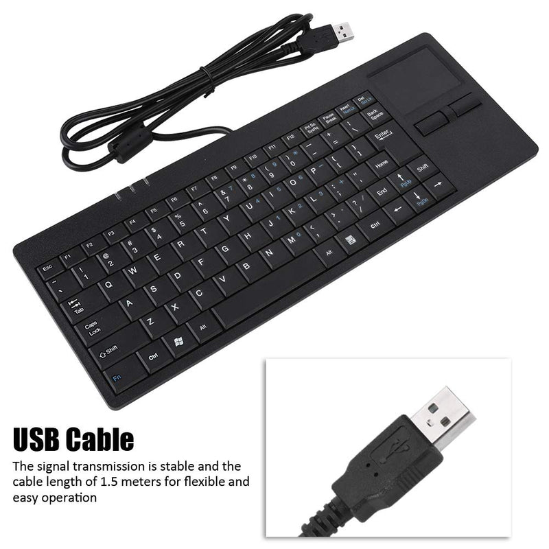 MC-818 82 Keys USB Keyboard Wired Keyboard Built-in Touchpad USB HUB Port Mechanical Button Structure Ergonomic Keyboard Mute Ultra-Thin Keyboard for Notebook/Desk, Black