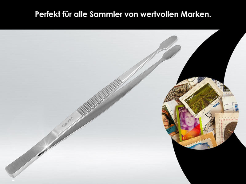 Stamp Tweezers Straight Rounded Shovels Stamp Tweezers Philatelic Tweezers Stainless Steel Universal Tweezers 10.5 cm Collector Tool Model Making Hobby Precision Mechanics