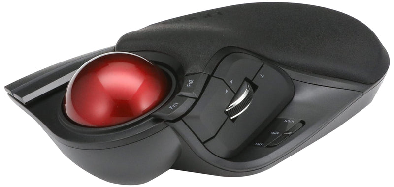 ELECOM HUGE Trackball Mouse, 2.4GHz Wireless, Finger Control, 8-Button Function, Precision Optical Gaming Sensor, Palm Rest Attached, Smooth Red Ball, Windows11, macOS (M-HT1DRBK) Wireless Trackball Mouse