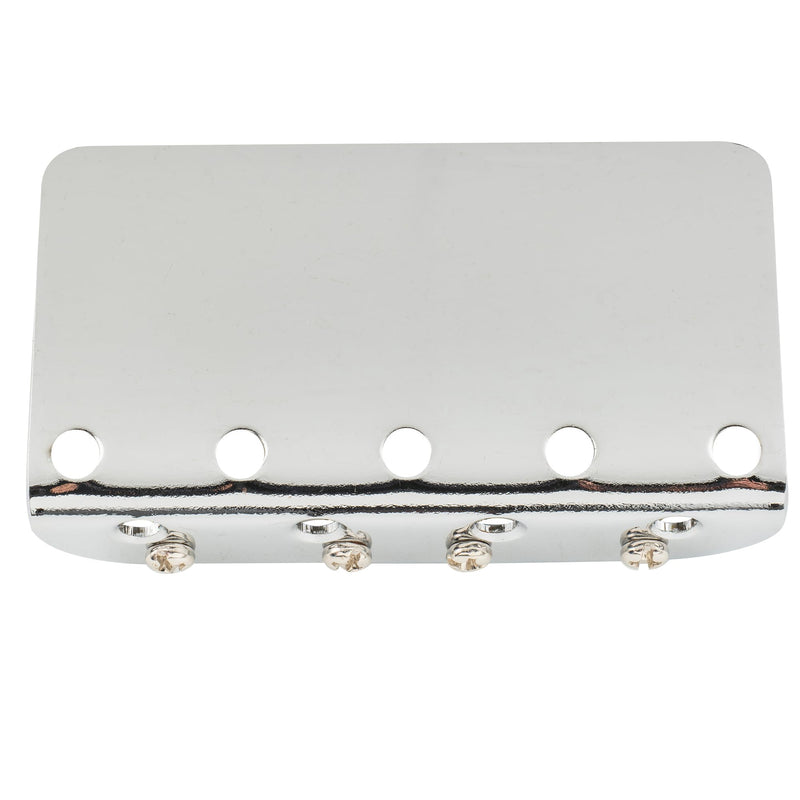 Musiclily Pro 19mm Classic Standard Hardtail Fixed 4-String Bass Bridge Top-loading with Brass Saddles Steel Plate for Jazz Bass Precision Bass PB JB Style Eelectric Bass, Chrome