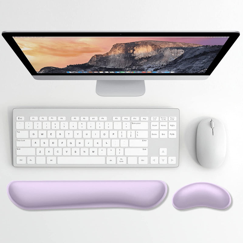Dapesuom Enlarge Keyboard Wrist Rest Pad,Memory Foam Set Wrist Cushion Support for Easy Typing & Pain Relief,Mouse Wrist Pad,Anti-Slip Wrist Support for Gaming,Computer, Laptop, Office,Vanilla Purple Vanilla Purple