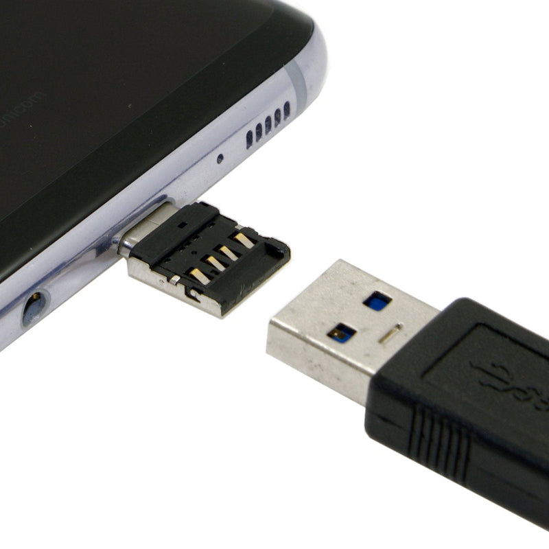 CY 5pcs Ultra Mini Type-C USB-C to USB 2.0 OTG Adapter for Cell Phone Tablet & USB Cable & Flash Disk Black