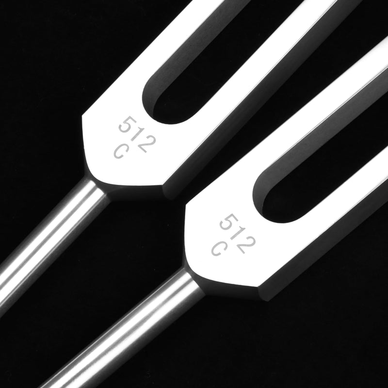 2 pcs 512Hz Tuning Forks Set, Made of Aluminum Alloy Material, Paired with 2pcs Silicone Hammers and 2pcs Plush Cloth Bags, Suitable for Chakra Sound Therapy, Yoga, Meditation