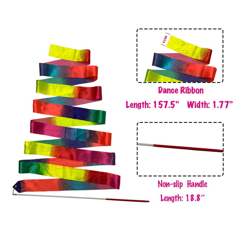 26-inch Twirling Baton Spinning Dance Baton Metal Rhythmic Gymnastics Conducting Batons for Child in Majorette-Complete with 1 Dance Ribbon Rainbow Streamer (White,1 Pack)