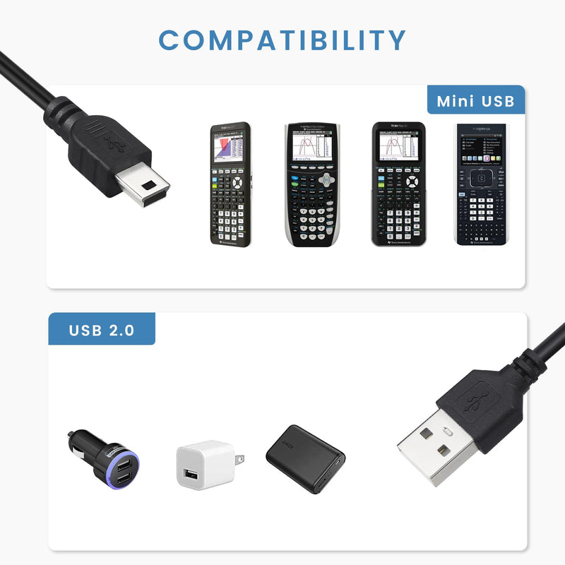 Charger Compatible with TI-84 Plus CE Graphing Calculator, TI-Nspire CX/CX CAS - 3ft Charging Cable