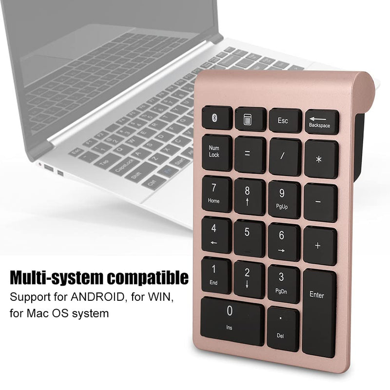 WESE Wireless Number Pads, 22 Keys Numeric Keypad Ultra Thin Extensions Number Keyboard Bluetooth 3.0 Portable Number Numpad for Laptop, PC, Desktop(Rose Gold)