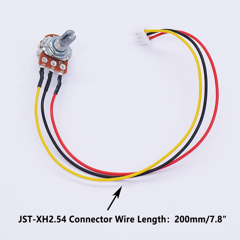 Taiss/3 Pcs 10K Ohm Linear Taper Adjustable Rotary Potentiometer Change Resistance WH148 B10K 3 Pin with XH2.54-3P Connector Wire Cable + Black Knob Cover Cap 148-10k-BKL