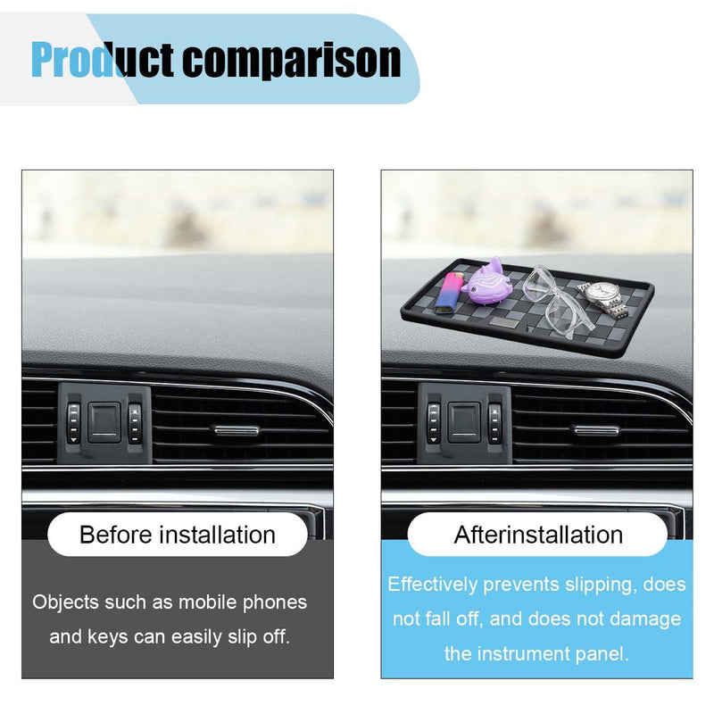 Car Dashboard Non Slip Mat, 11.06'' x 5.98'' Universal Grid Multi-Functional Sticky Adhesive Pad, Dash Sticky Gripping Mat for Cell Phones, Keys, Sunglasses, Electronic Devices, GPS (Black Gray) Black Gray