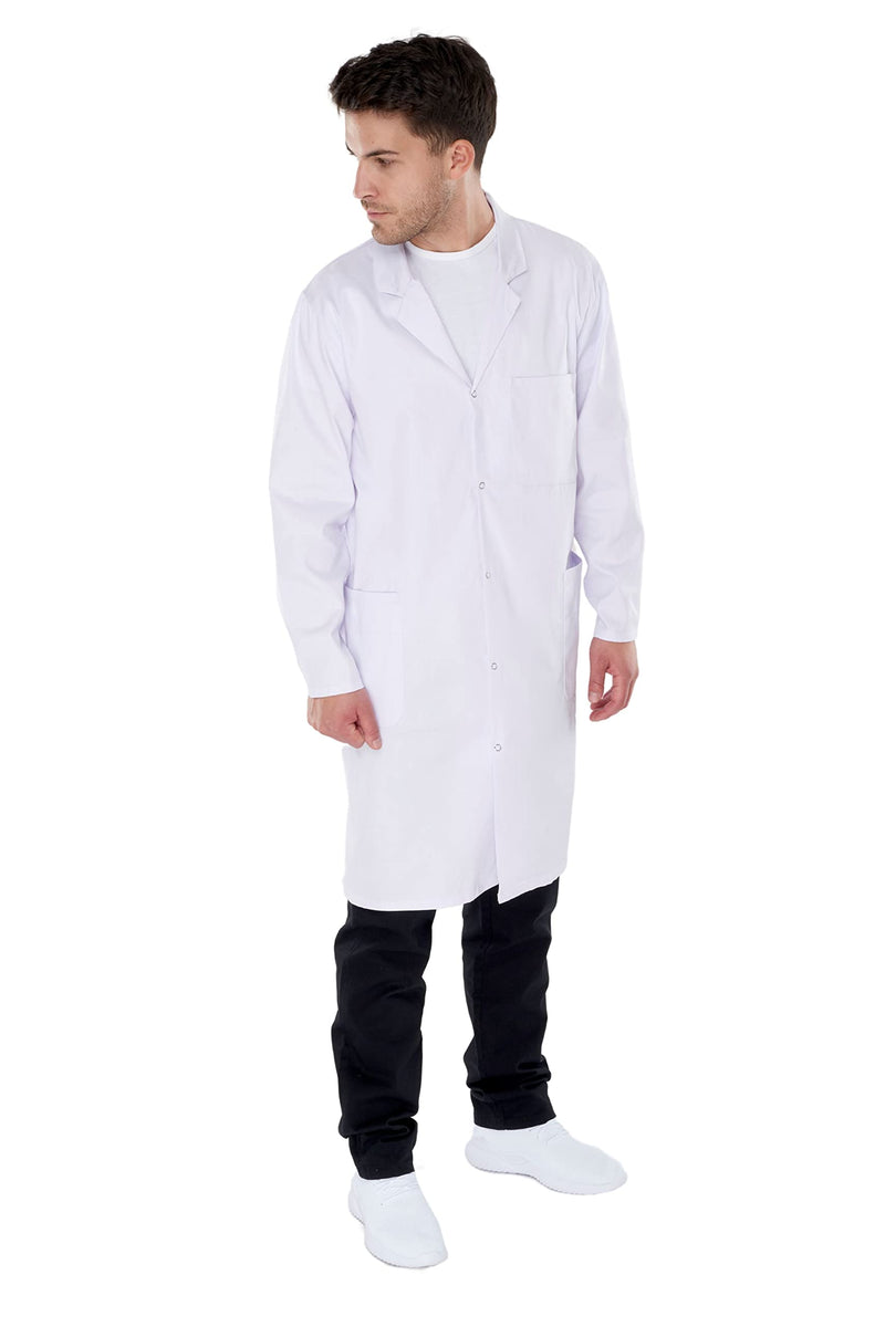 Men's Laboratory Coat, One Size, Cotton, White, Laboratory Coat, XXS-XXXL S