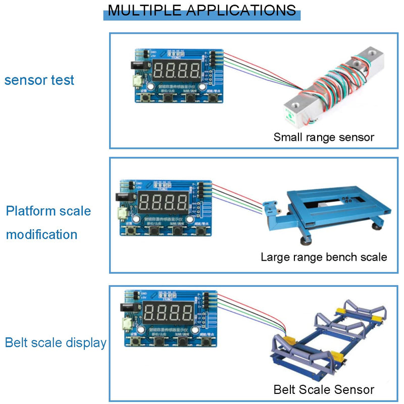 Youmile HX711 Digital Load Cell Module A/D Module Weight Pressure Sensor Display 24 Bit Weighing Device Electronic Scale Display Meter with Micro USB Cable Stand not included