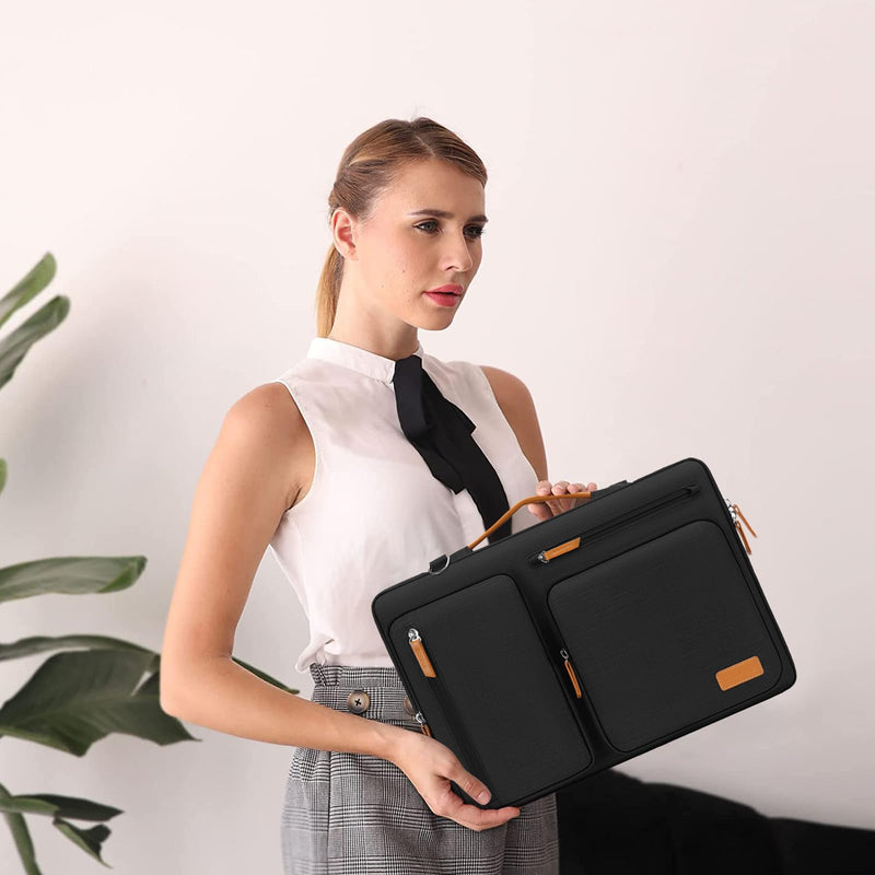 [AUSTRALIA] - MOSISO 360 Protective Laptop Shoulder Bag,15-15.6 inch Computer Bag Compatible with MacBook Pro 16, HP, Dell, Lenovo, Asus Notebook,Side Open Messenger Bag with 4 Zipper Pockets&Handle, Black 16 inch 