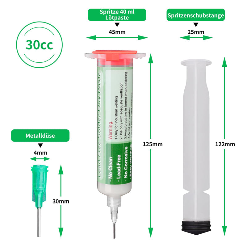 Gruiqrd Flux Soldering, 40 ml Lead-Free Syringe Solder Flux Paste, No Clean Rosin Soldering Paste Flux for BGA LED PCB SMD Electronics Soldering