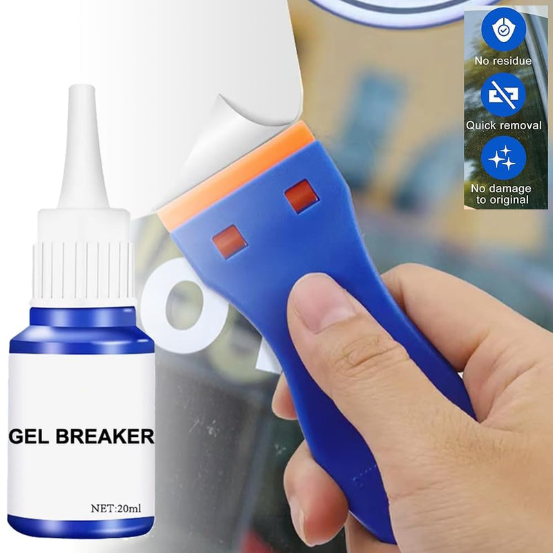 Label remover, adhesive residue remover, adhesive remover, sticker remover, quickly removes adhesive residue, labels, stickers from smooth surfaces, label remover, with a multi-purpose scraper