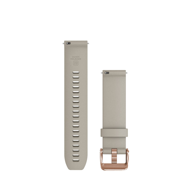 Garmin Quick Release Bands 20mm Light Sand Silicone with Rose Gold Hardware