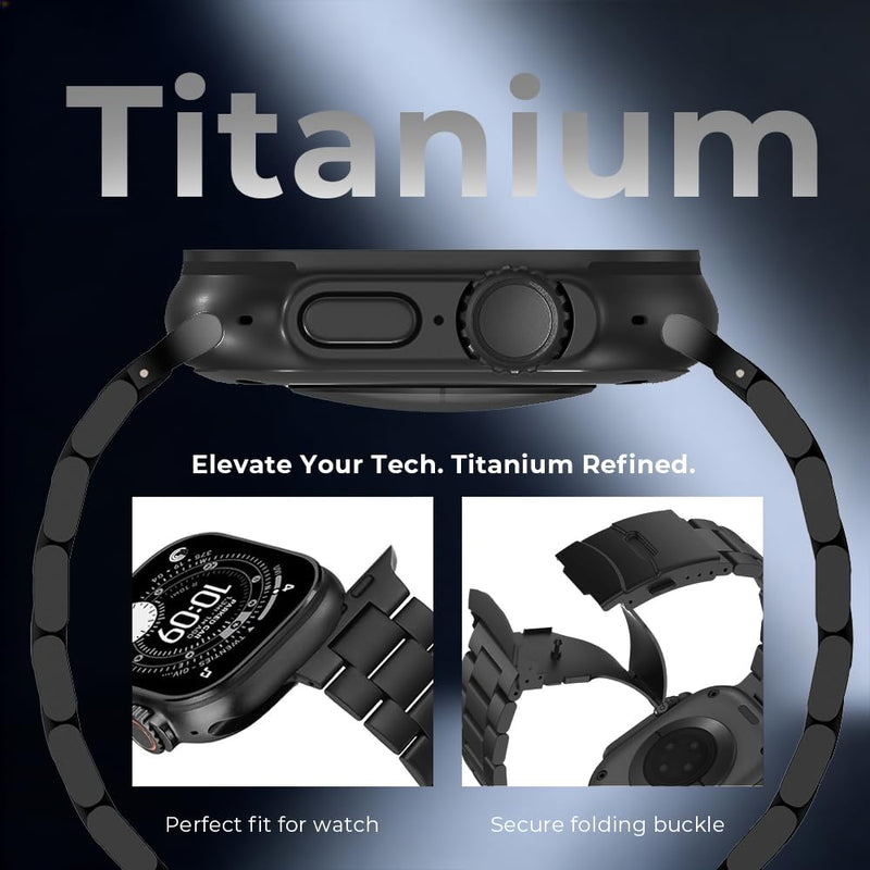 26mm Wide Rugged Titanium Band for Apple Watch Ultra 3/2/1 49mm | Metal Strap for iWatch Series 11/10 46mm|Ultra Color Match,40% Lightweight,Skin-Friendly,Water Resistance,Fit Wrist 6.3''-9'' black 49/46/45/44/42mm (series 3 2 1)