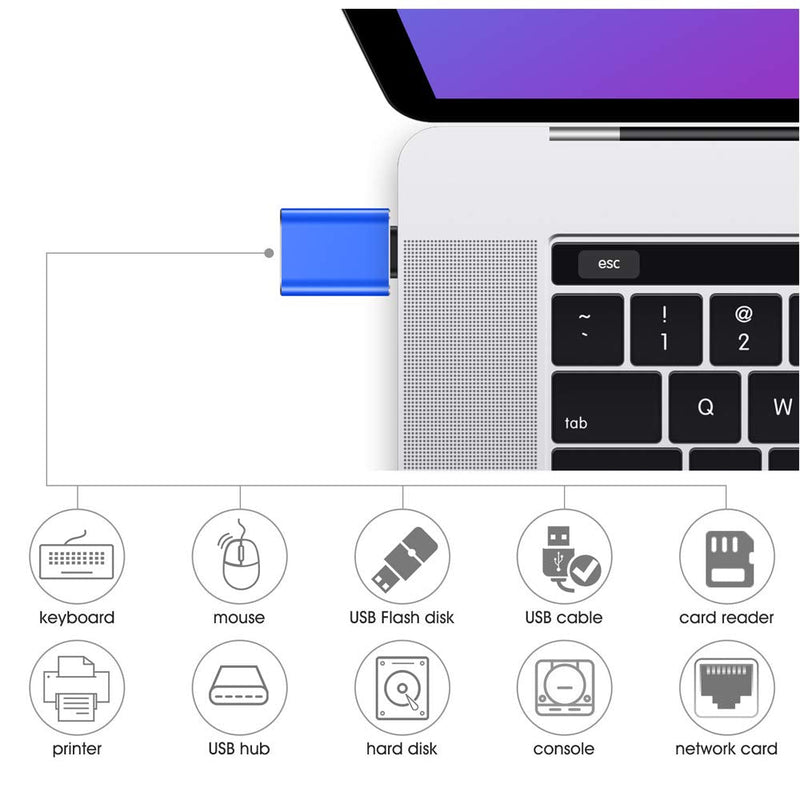 USB C to USB Adapter [2-Pack], JXMOX Thunderbolt 3 to USB 3.0 OTG Adapter Compatible MacBook Pro,Chromebook,Pixelbook,Microsoft Surface Go,Galaxy S8 S9 S10 S20 Plus,Note 8 9,Pixel 2 3(Blue) Blue