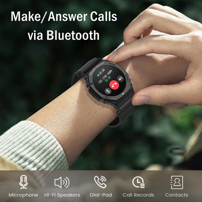 Smart Watches for Men Women Make/Answer Calls,Message Reminder,100+ Sport Modes Exercise Data Record for Calories,Distance,Step,Heart Rate Monitor,Fitness Tracker Android and iOS black