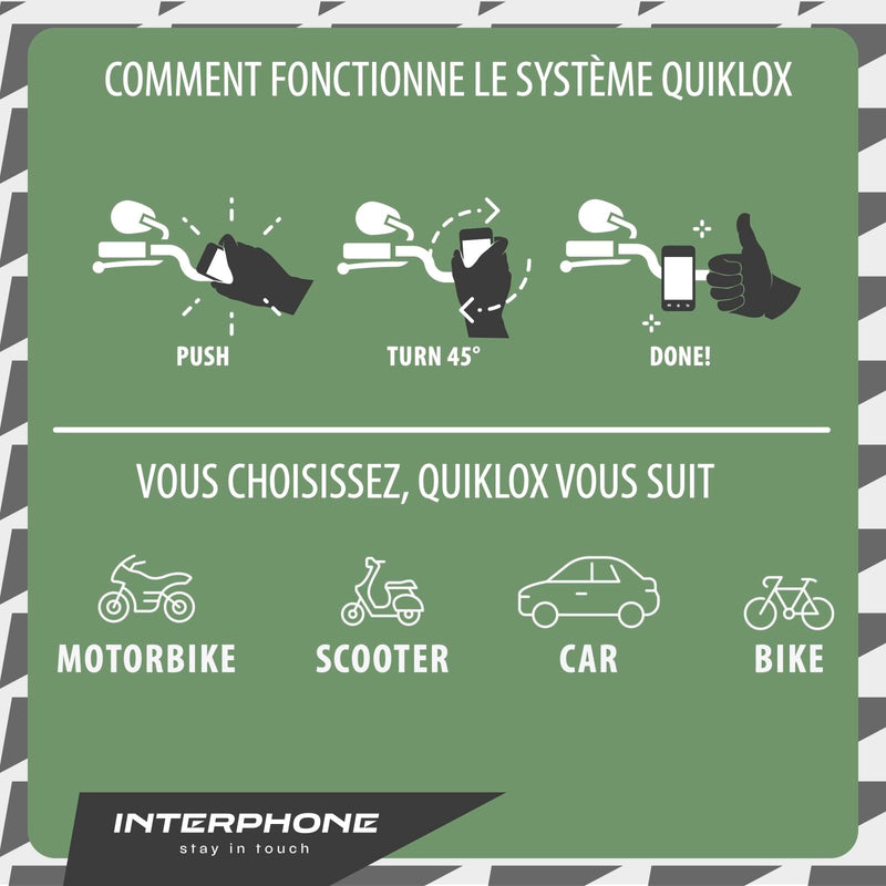 Interphone, Quiklox Universal Mobile Phone Waterproof Hardcase for Motorcycle, Bike and Car, Universal Waterproof Hard Case Smartphone with Protections on Screen and Corners, with Anti-Slip Straps UNI KIT