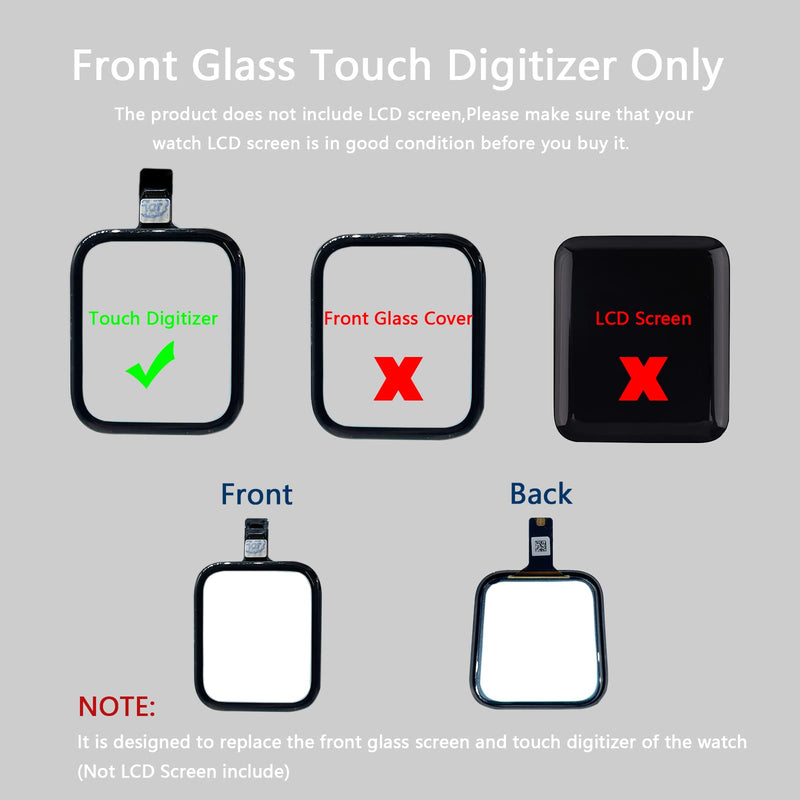 Compatible with Apple Watch Series 5 SE/SE2 Screen Replacement 44mm Front Glass Cover Lens LED Touch Digitizer Repair Kit with Tools and Instructions (No LCD Screen) S5/SE/SE2