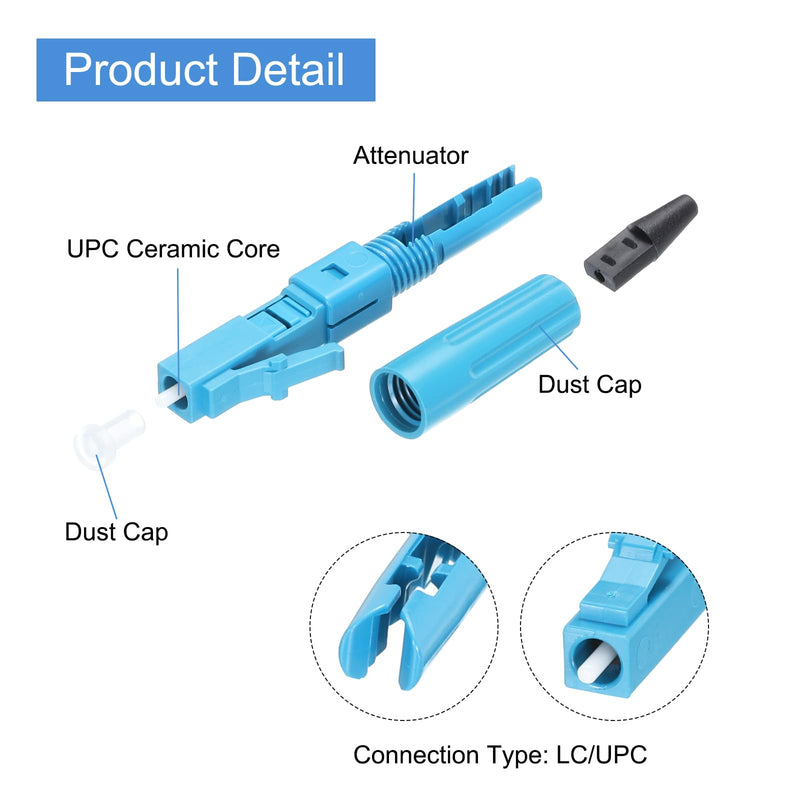 QUARKZMAN LC UPC Fiber Optic Quick Connector Single Mode Fiber Cable Quick Connector LC Adapter for CATV Network Pack of 5
