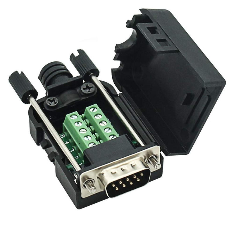 Connector DB9 RS232 D-SUB Male Adapter to Screw Connector 9 Pin Port to Terminal Connector Signal Module with Case (Male Connector DB9)