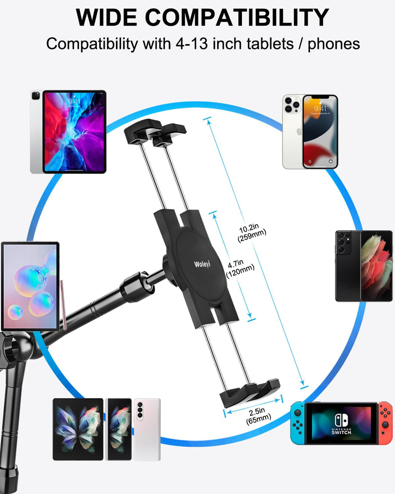 Metal Tablet Mount for Truck - Heavy Duty [Super Suction Cup] Tablet Truck Mount Dashboard Windshield for Car/Semi Truck/Pickup/Van/SUV/Commercial Vehicle for 4.7-13" iPad Pro Air Mini, iPhone, Galaxy