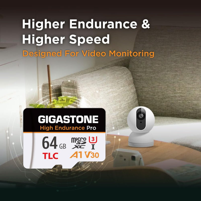 【5 Yrs Free Data Recovery】【Dash Cam】 GIGASTONE 64GB Micro SD Card, TLC High Endurance Pro, Speed Up to 95MB/s, Compatible with REDTIGER Rove VIOFO VANTRUE PRUVEEO ARIFAYZ, MicroSDXC UHS-I A1 V30 U3 64GB High Endurance Pro 1-Pack