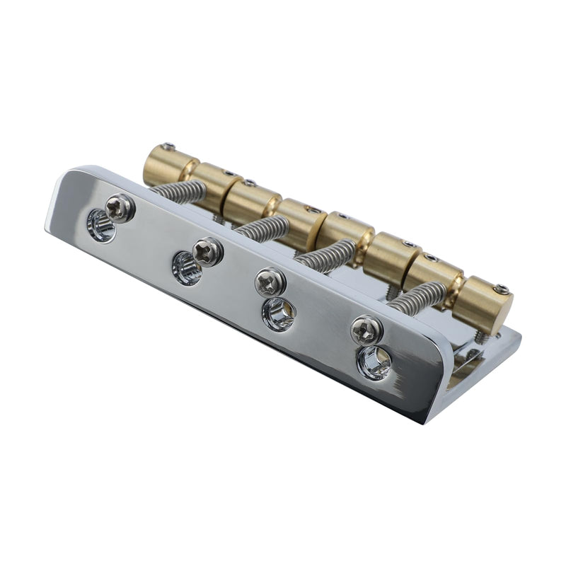 [AUSTRALIA] - Chrome Electric Bass Guitar Bridge with Brass Saddles Zinc Alloy Plate 4 String Fixed Bridge Compatible with Fender Jazz Precision Bass Bridge Replacement Parts Chrome 