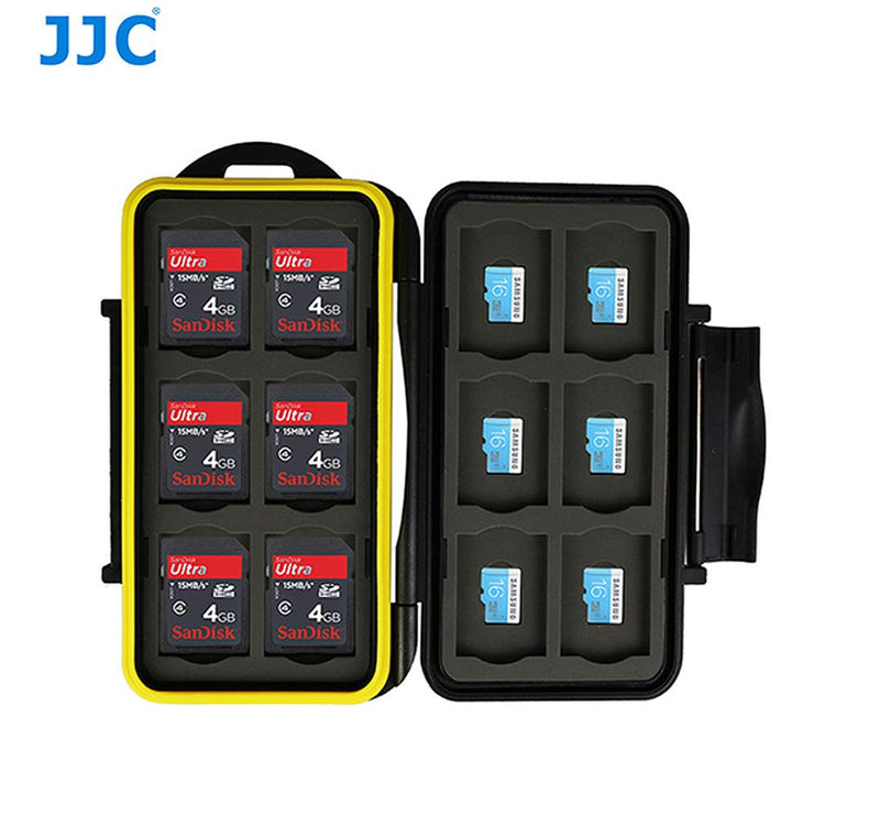 JJC MC-SDMSD24 Ruggard SD Card Case, Micro SD Card Case, Water-Resistant Case for SD Micro SD Cards, Rubber Sealed Ergonomic Locking Easy Carrying Memory Card Case Fits 12 SD 12 Micro SD Cards Black SD Card + Micro SD Card