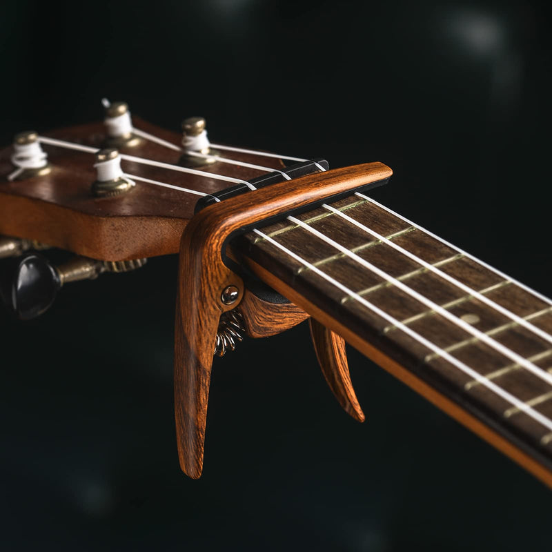 Ukulele Capo for Soprano, Concert, Tenor, Baritone Ukulele with felt picks (Walnut) Walnut