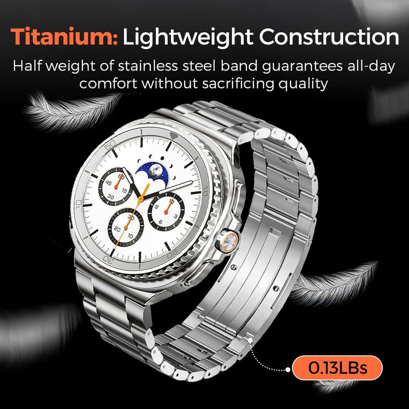 No Tool Titanium Strap for Galaxy Watch 9 8 40/44mm 8 Classic 46mm | No Gap Metal Band for Samsung Watch 9 8 | 40% Lighter than Steel,Tool-free link removal,Hypoallergenic,Fit Wrist 6"-8",Men black 22mm