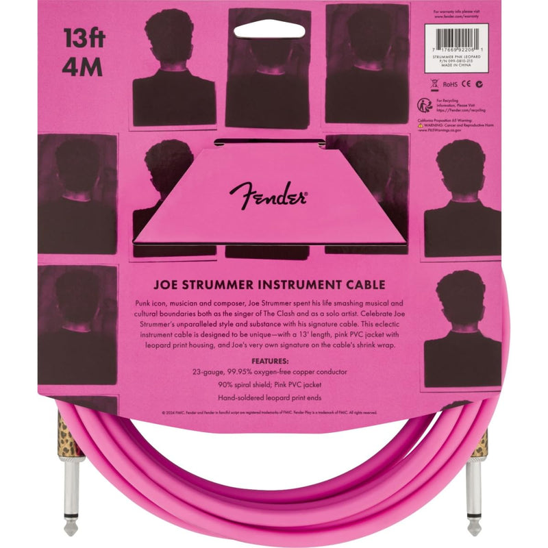 Fender Joe Strummer 13' Instrument Cable, Stocking Stuffers, Pink Leopard
