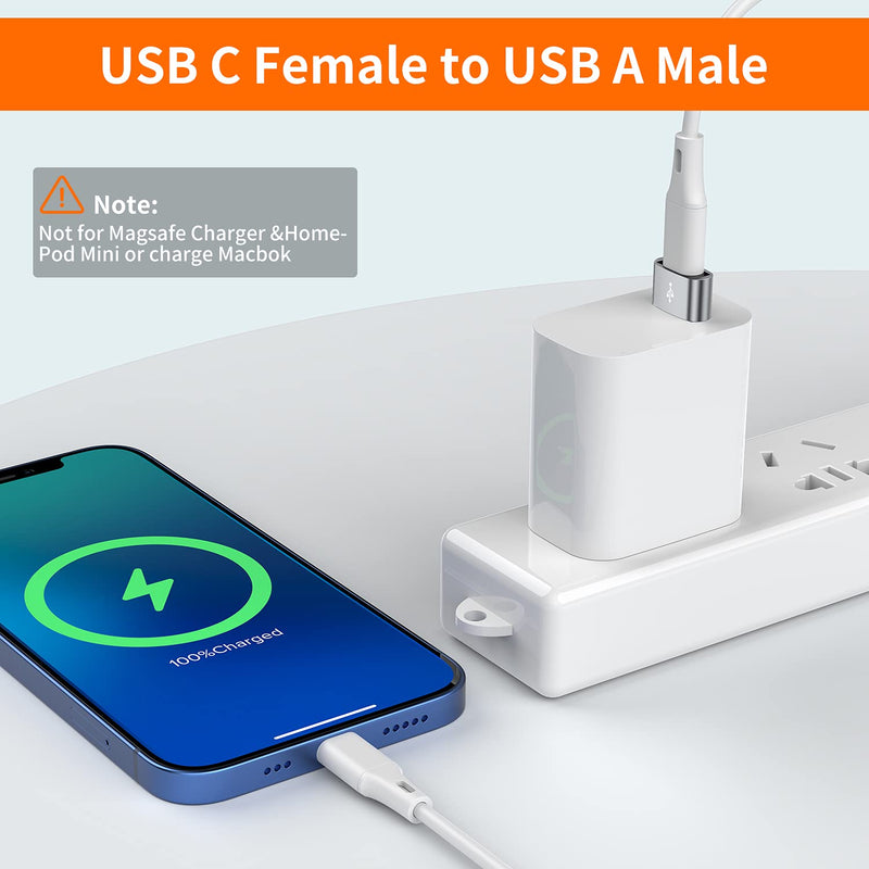 USB C Female to USB Male Adapter (4-Pack),JXMOX Type C to USB A Charger Cable Adapter,Compatible with iPhone 11 12 13 Mini Pro Max,iPad 2021,Samsung Galaxy Note 10 S21 S20 Plus,Google Pixel 5 4 3 XL